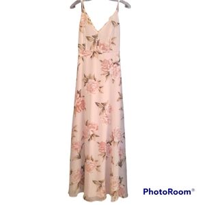 Lulus pastel Pink Victorian Rose maxi formal dress size small NWT